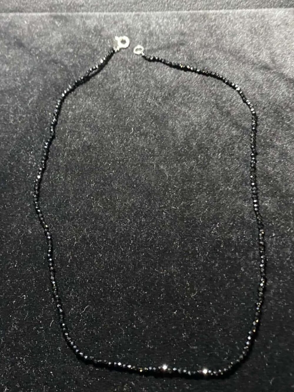 Genuine Black Onyx Fancy Bead Necklace .925 Silver Boho Unisex Gift Crystal Gem